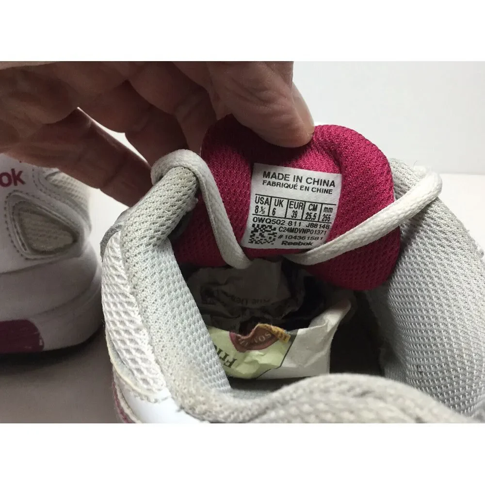 Reebok Double Hall Running Shoes Womens Size‎ 8.5 Walking White Pink Sneakers